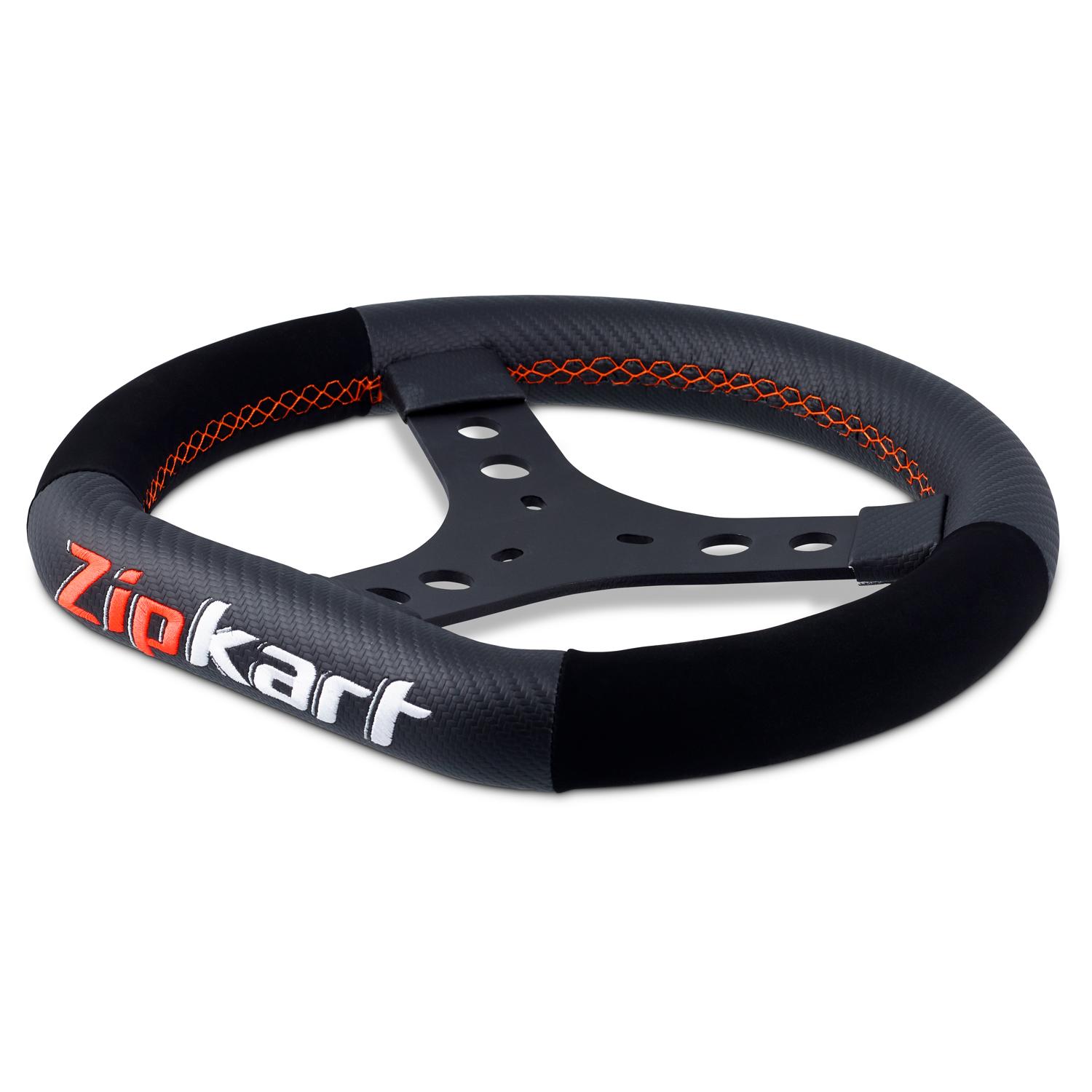 ZipKart Flat Top Steering Wheel 300mm without logo. Zip Kart International