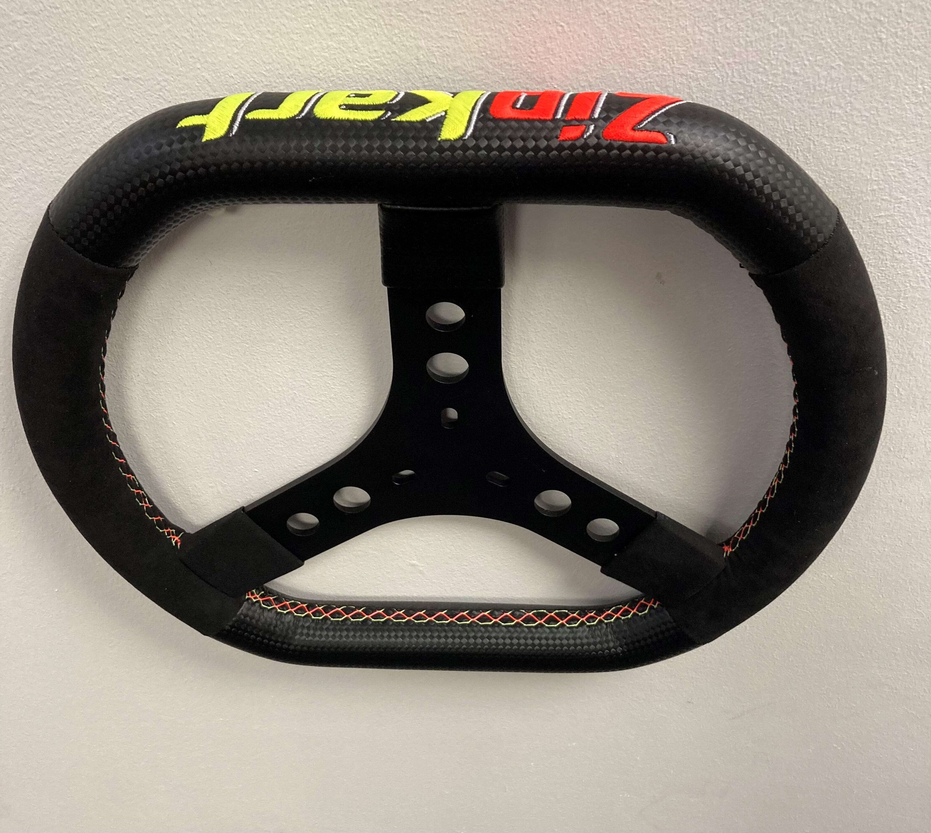 Zip Edge 950 Flat Top And Bottom Steering Wheel 330mm Diameter With ZIP KART logo. Zip Kart International